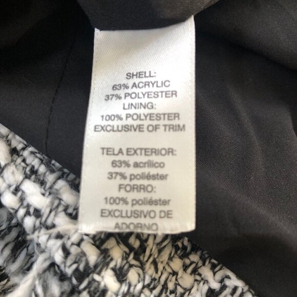 Chicos Ruffle Tweed BoxyJacket Blazer Gray Bell Sleeve Fringe Officecore - Picture 9 of 9